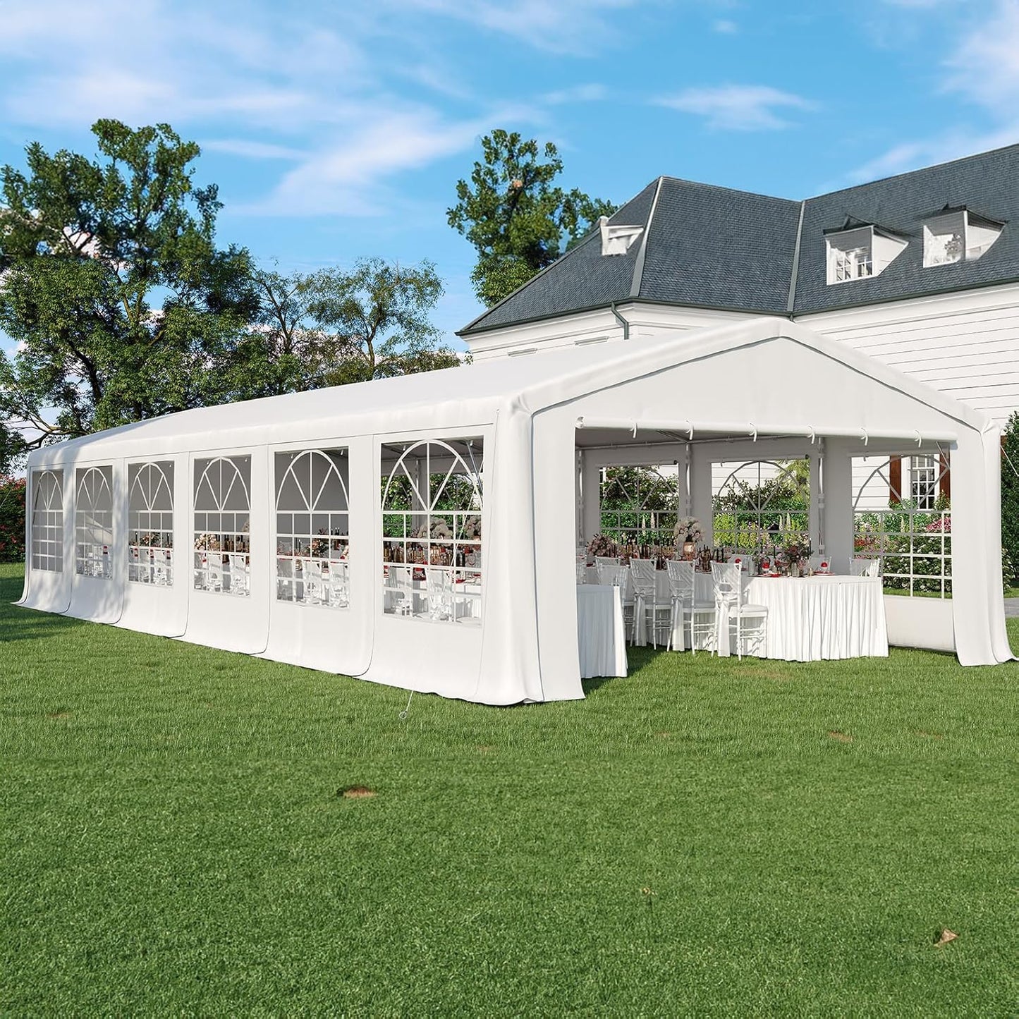 Premium 20X40 Party Tent Heavy Duty Outdoor Gazebo White Event Shelter Wedding Canopy Tent for Parties Carport BBQ with Removable Sidewall Windows & Storage Bags