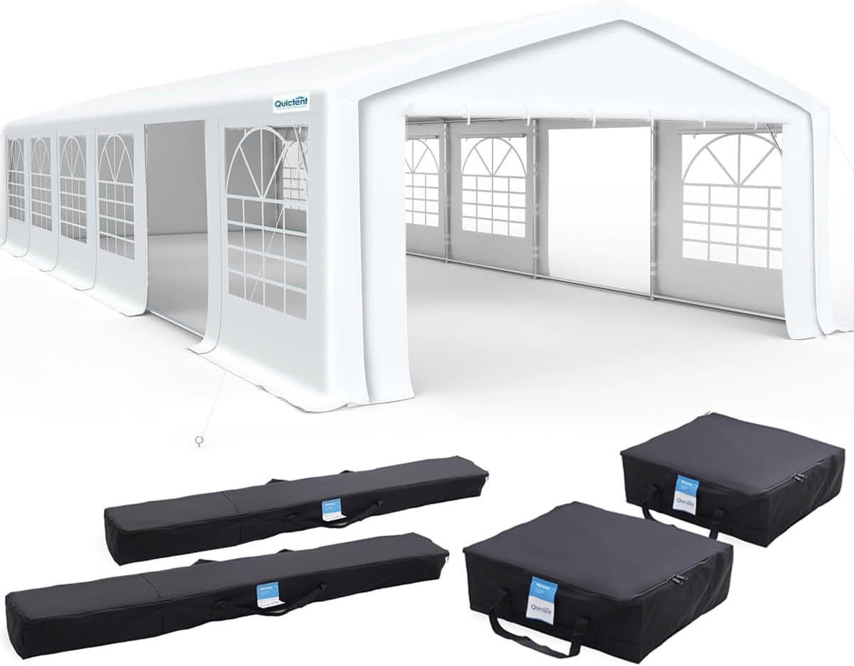 Premium 20X40 Party Tent Heavy Duty Outdoor Gazebo White Event Shelter Wedding Canopy Tent for Parties Carport BBQ with Removable Sidewall Windows & Storage Bags